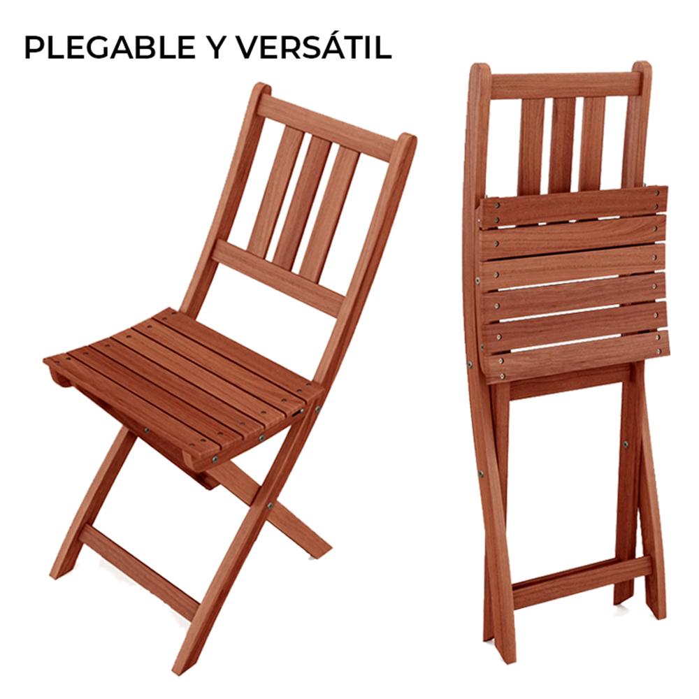 Yoevu- Set De 2 Sillas Plegables De Madera De Acacia - Sillas De Exterior Duraderas Y Compactas, Ideales Para Jardines, Terrazas, 36x54,5x87cm_3