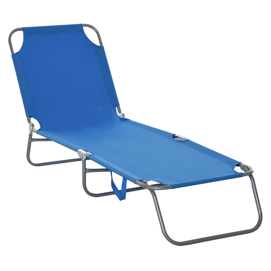 Outsunny Tumbona Plegable Con Respaldo Ajustable En 5 Niveles 187x55x24 Cm Azul_0