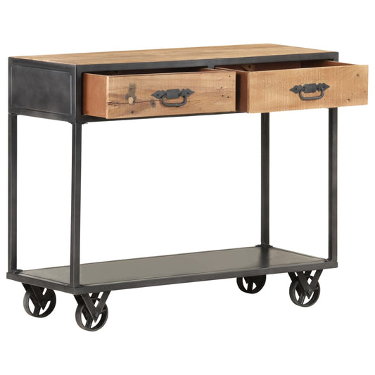 Mesa Consola De Madera Maciza Reciclada 90x35x74 Cm_0