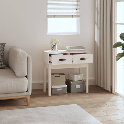 Mesa Consola De Madera Maciza De Pino Blanco 76,5x40x75 Cm_4