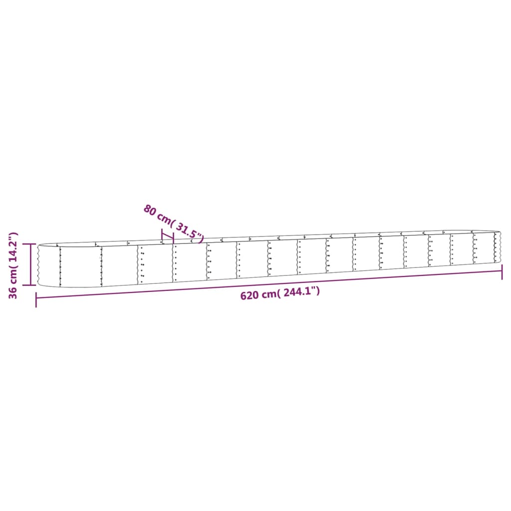 Jardinera Arriate Acero Galvanizado Plata 620x80x36 Cm_5