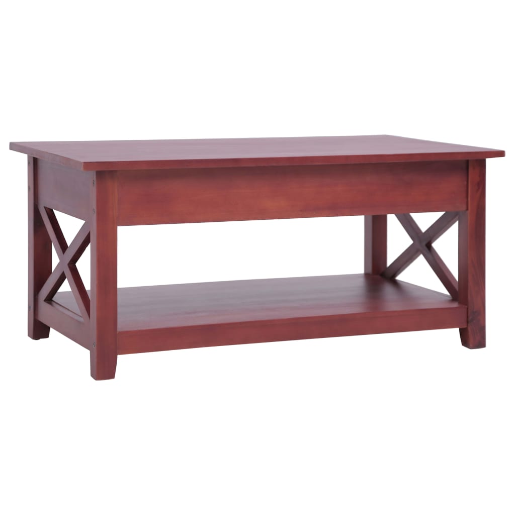 Mesa De Centro De Madera Maciza De Caoba Marrón 100x55x46 Cm_1