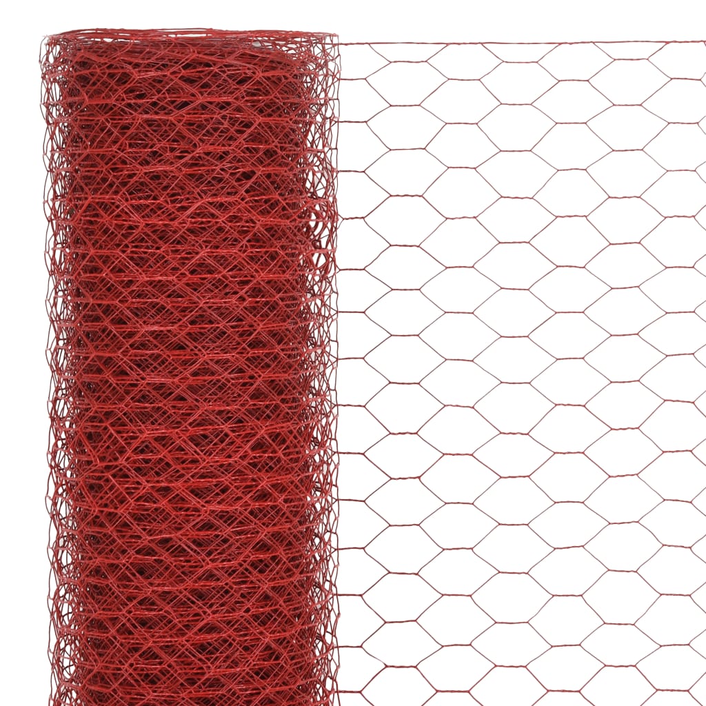 Alambrada De Gallinero Acero Revestimiento Pvc Rojo 25x1,5 M / Vetonek_3