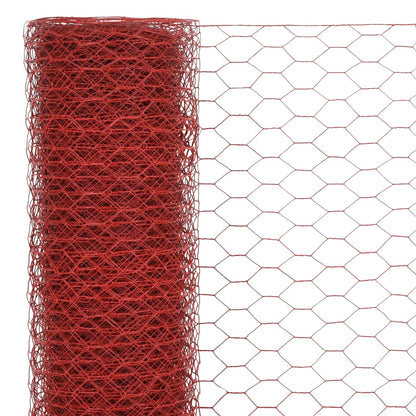Alambrada De Gallinero Acero Revestimiento Pvc Rojo 25x1,5 M / Vetonek_3