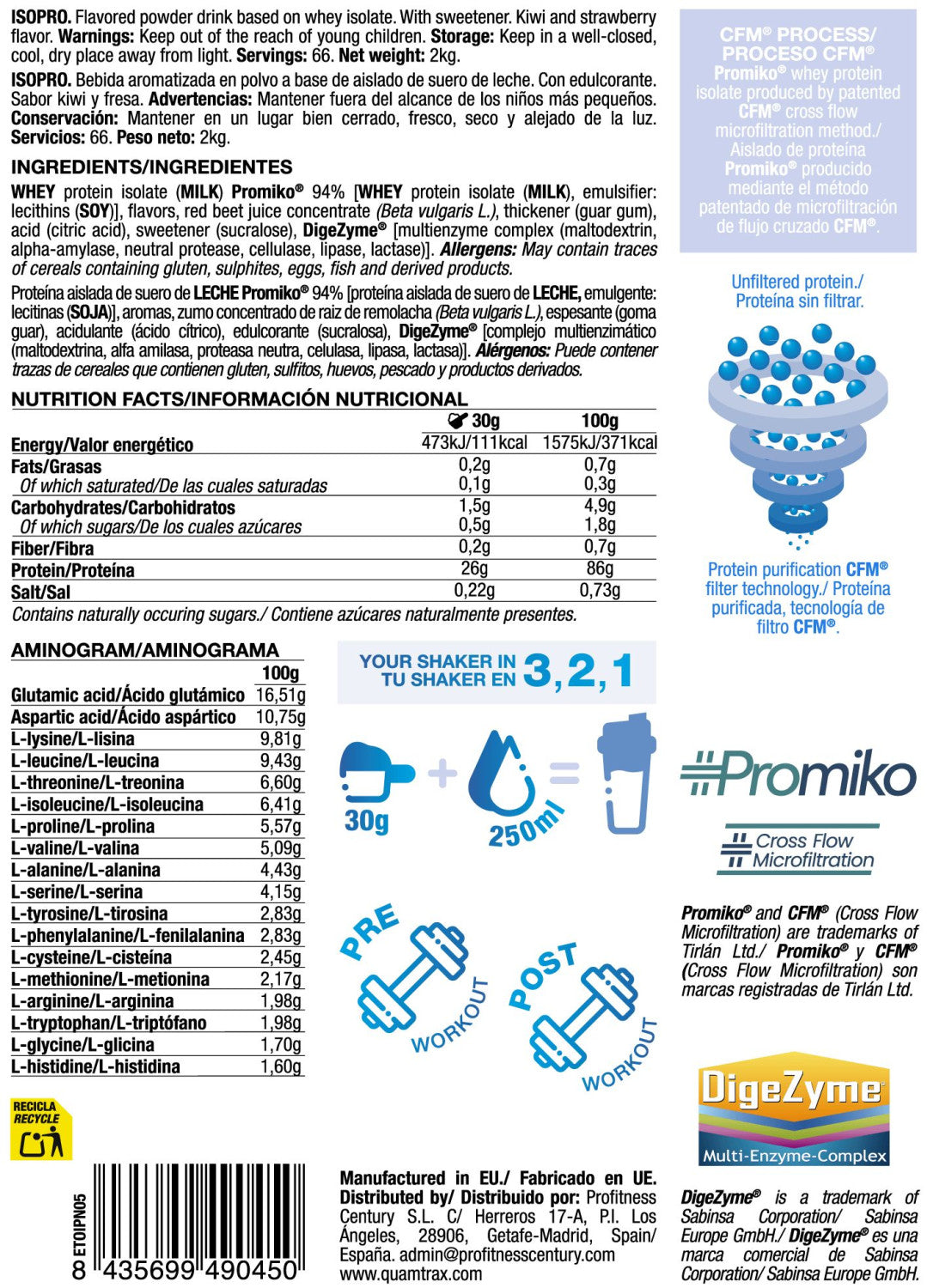 Isopro Cfm - 2kg - Fresa Kiwi - Proteína De Aislado De Suero Isolate - Quamtrax_5