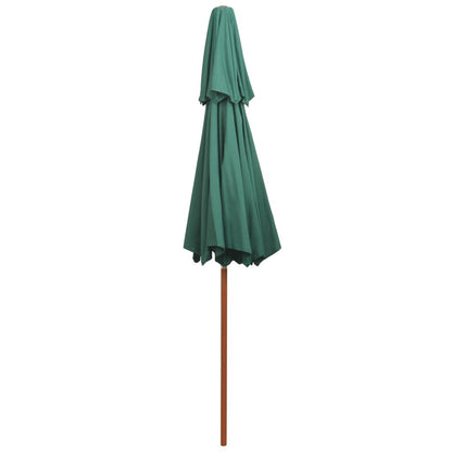 Vidaxl Sombrilla De Dos Pisos Con Palo De Madera Verde 270x270 Cm_3