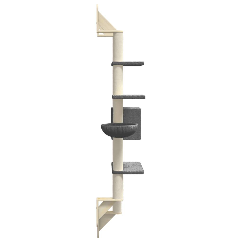 Vidaxl Árbol Rascador Para Gatos De Pared Gris Oscuro 180 Cm_4