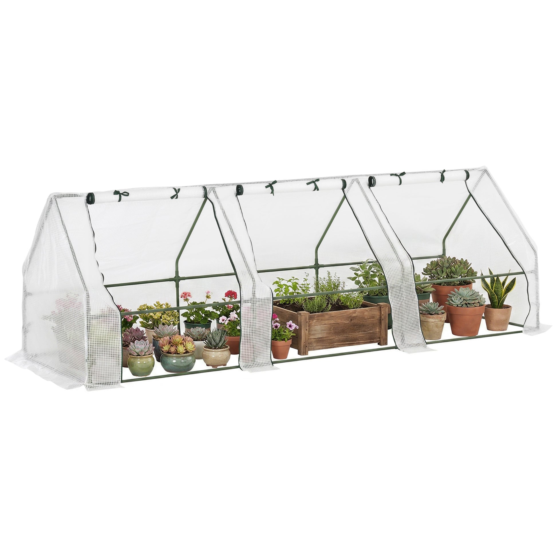 Outsunny Invernadero De Terraza 270x90x90 Cm Con Ventanas Cultivo Plantas Blanco_0