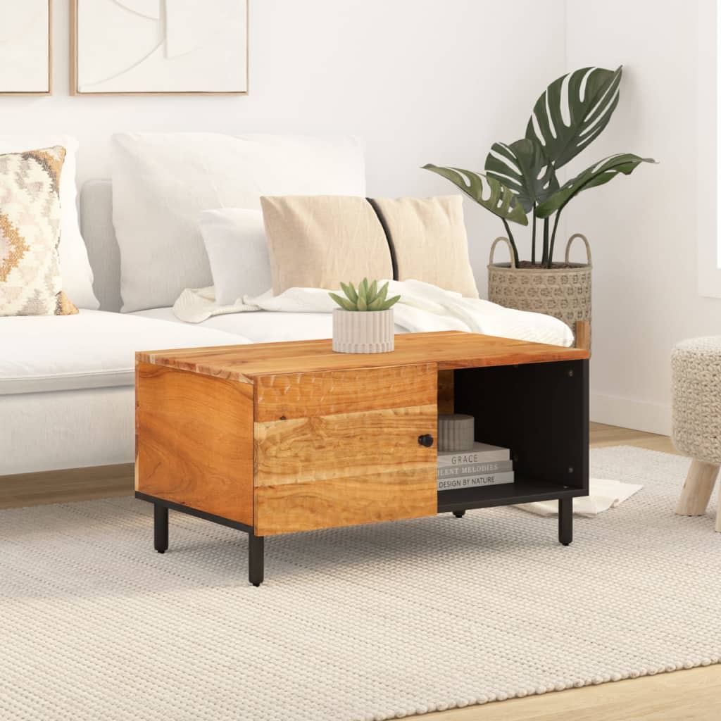 Mesa De Centro Madera Maciza De Acacia 80x50x40 Cm_1