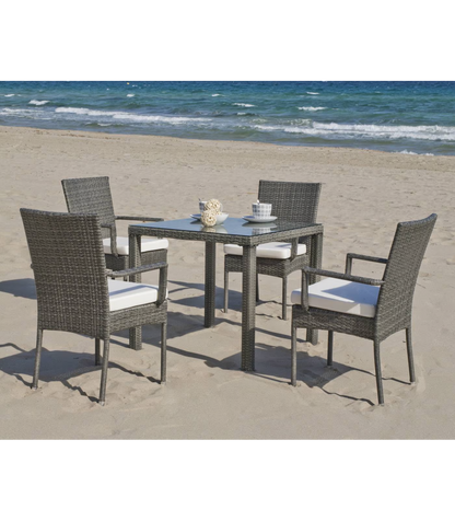 Pack De 2 Sillones Huitex Apilables Con Cojines Mali Acabado Ratan Sintetico Gris, 90cm(al_4