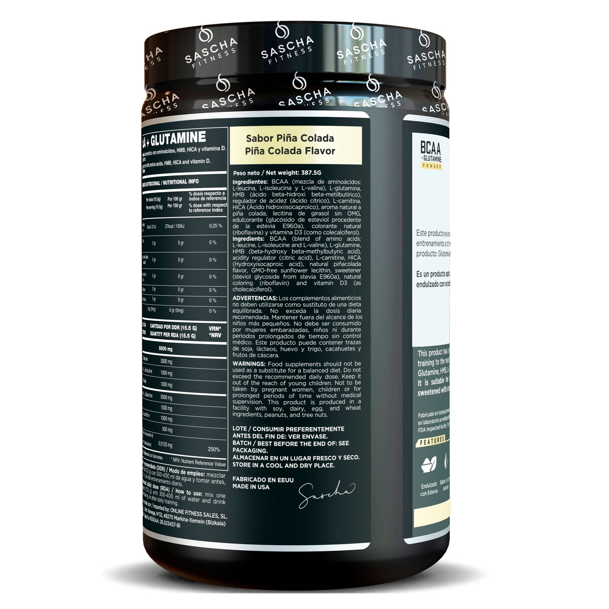 Bcaa + Glutamina Sabor Piña Colada - Sascha Fitness España