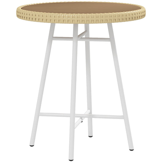 Outsunny Mesa Auxiliar De Ratán Sintético Carga 30 Kg 50x50x55 Cm Natural_0