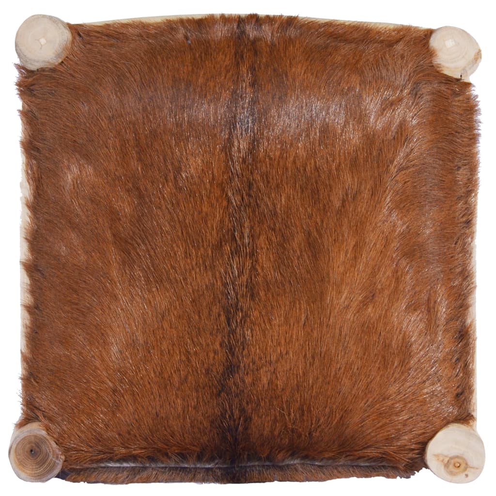 Taburete De Cocina Cuero Real De Cabra Y Madera De Teca Maciza_4