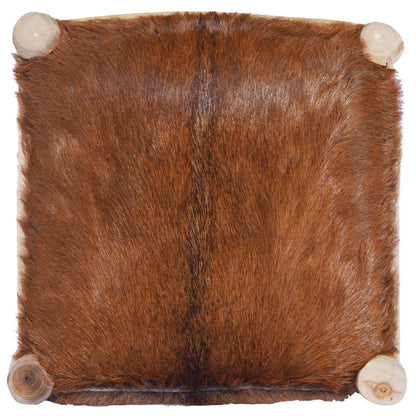 Taburete De Cocina Cuero Real De Cabra Y Madera De Teca Maciza_4