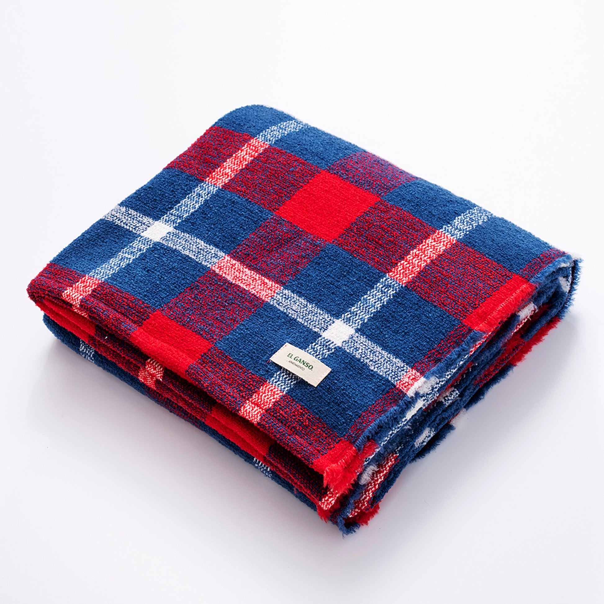 Manta De Punto 140x190cm 340gr Hilo Teñido Diseño A Cuadros El Ganso