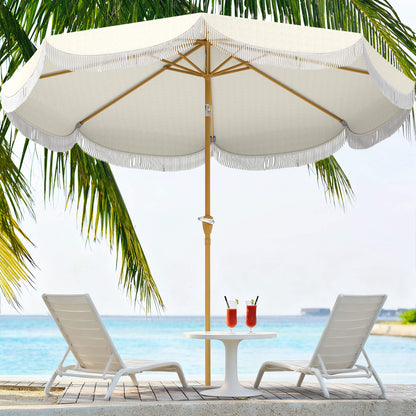 Outsunny Sombrilla Terraza Exterior Ø269 Cm Con Ángulo Ajustable Beige_1