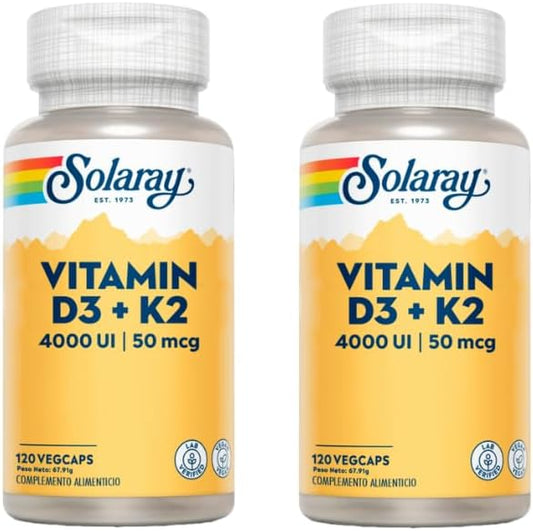 Pack 2X Vitamina D3 & K2 (Mk7) 120 Caps Solaray
