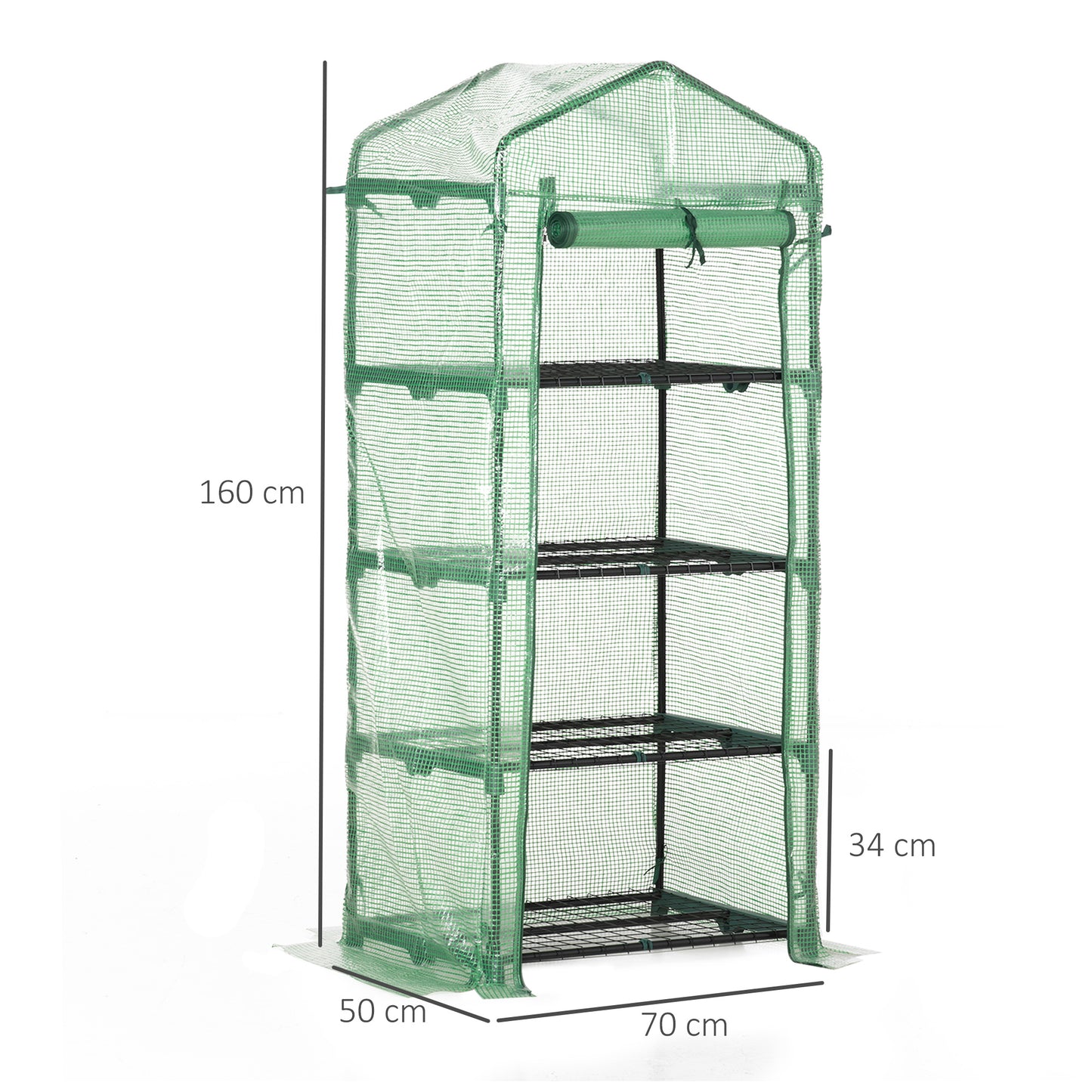 Outsunny Invernadero Jardín Con 4 Estantes Cubierta De Pe Cultivo Plantas Verde_2