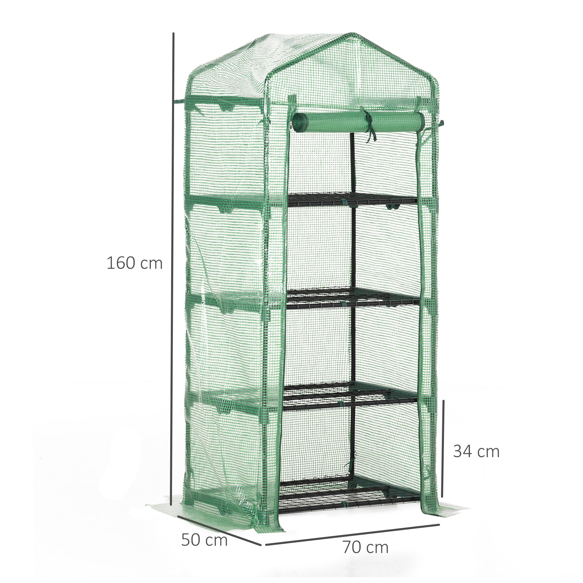 Outsunny Invernadero Jardín Con 4 Estantes Cubierta De Pe Cultivo Plantas Verde_2
