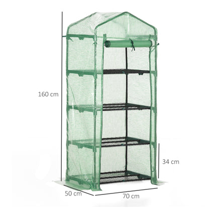 Outsunny Invernadero Jardín Con 4 Estantes Cubierta De Pe Cultivo Plantas Verde_2