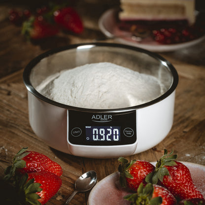Báscula Cocina Digital Bol Removible, Tazón 900ml, Acero Inox, Medición Líquidos, Precisión 1g Adler Ad 3166 Blanco_5