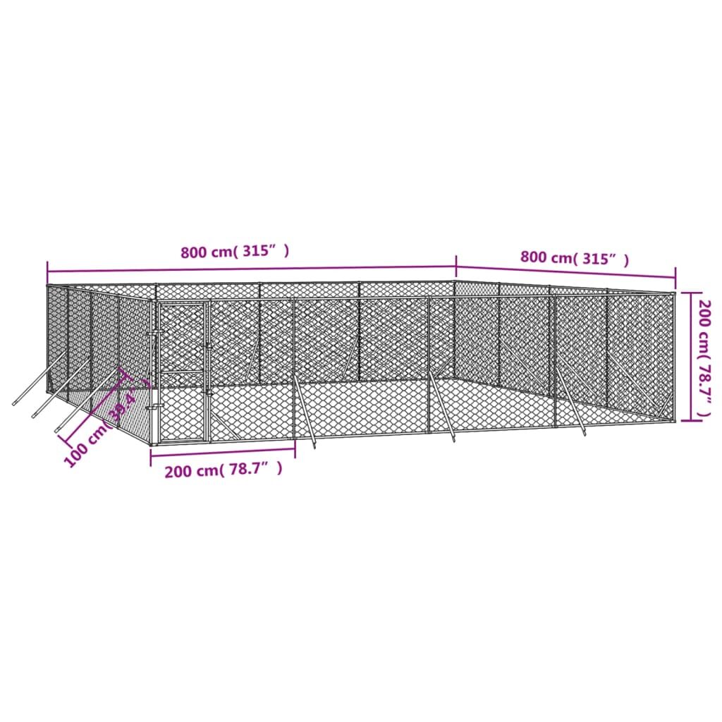 Vidaxl Perrera De Exterior Acero Galvanizado Plateado 8x8x2 M_2