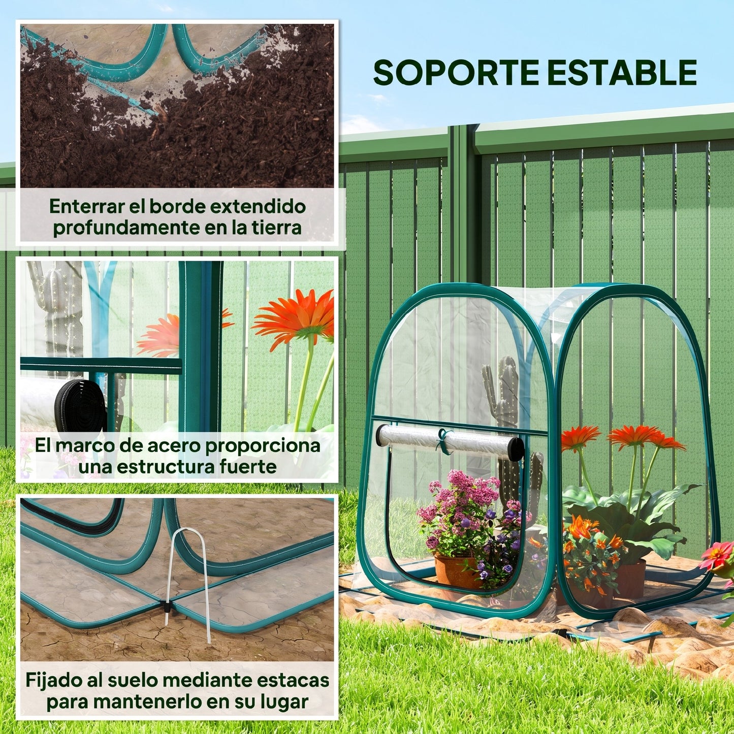 Outsunny Mini Invernadero Plegable Pop-up Con Puerta Enrollable Transparente_5