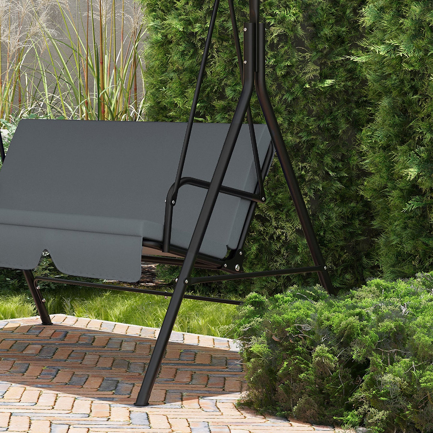 Outsunny Toldo De Repuesto Para Columpio De 2/3 Plazas 192x144 Cm Gris Oscuro_5