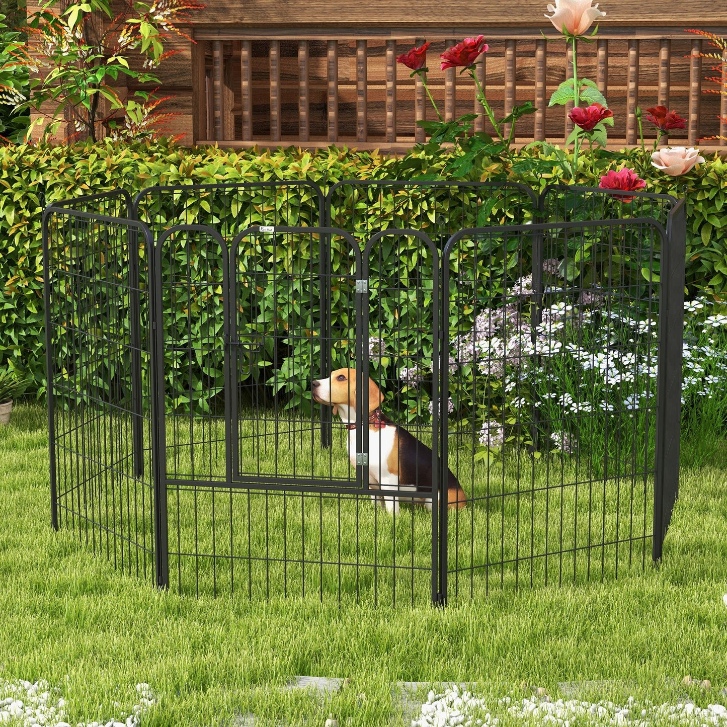 Pawhut Parque Para Mascotas 8 Vallas 80x100 Cm Corral Plegable Puerta Y Doble_1