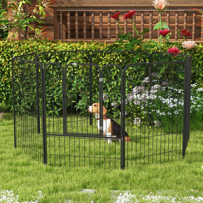 Pawhut Parque Para Mascotas 8 Vallas 80x100 Cm Corral Plegable Puerta Y Doble_1