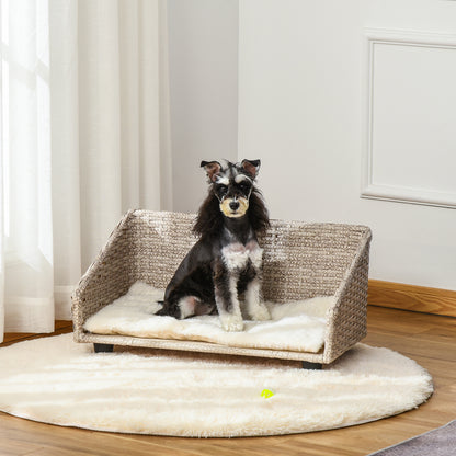Pawhut Sofá Cama De Ratán Para Mascotas Perros Gatos Con Cojín Lavable_1