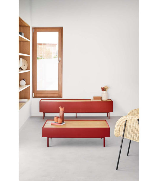 Mueble Para Televisión Modelo Arista 1 Puerta 2 Cajones Acabado Burdeos, 40cm(ancho) 45c_0