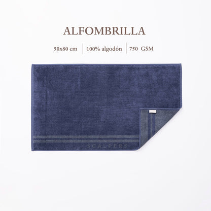 Alfombrilla De Baño 50x80cm En Algodón Azul Navy Con Rayas Scalpers Home_1