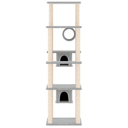 Rascador Para Gatos Con Postes De Sisal Gris Claro 169 Cm_2