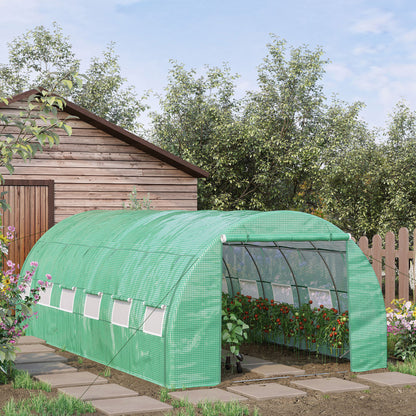 Outsunny Invernadero De Exterior 6x3x2 M Con Puerta Y 12 Ventanas De Malla Verde_1