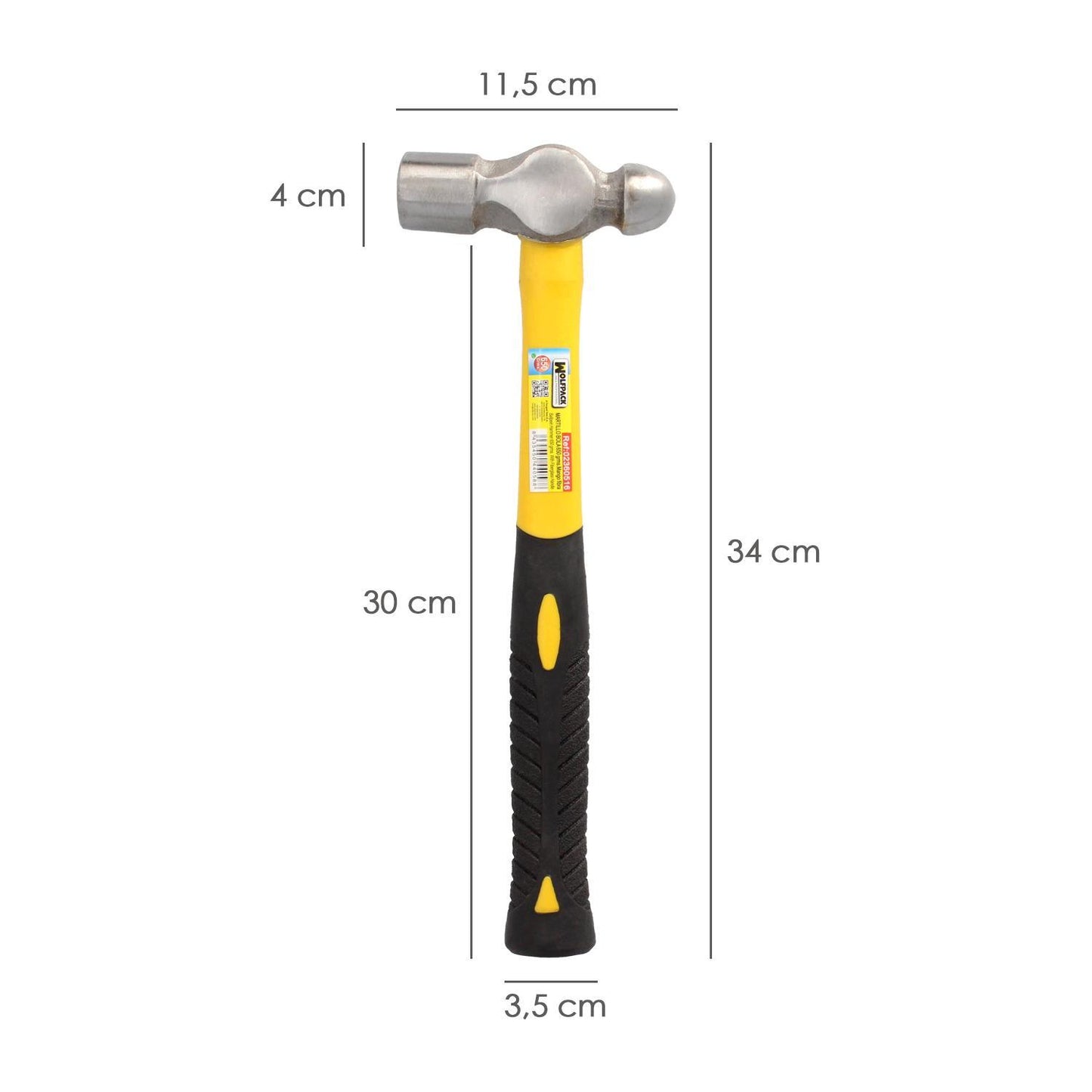 Martillo Bola 650 Gramos Mango Fibra Vidrio