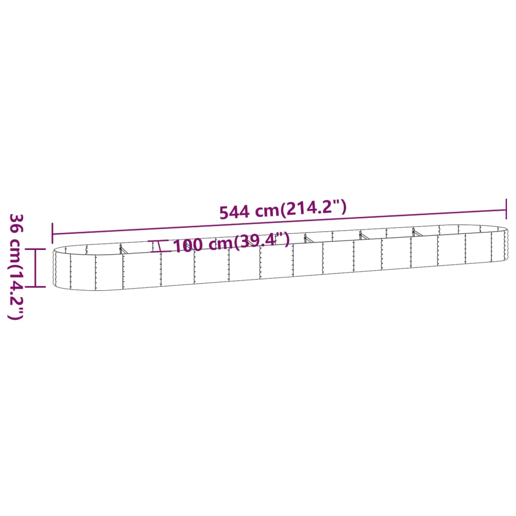 Jardinera Arriate Acero Galvanizado Plata 544x100x36 Cm_5