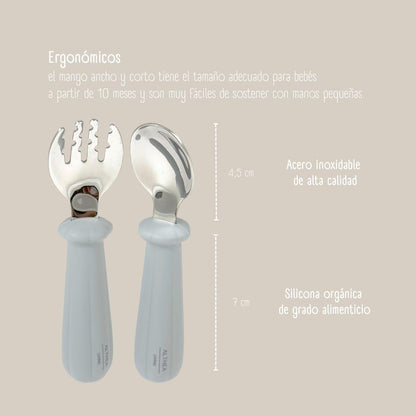 Juego De Tenedor Y Cuchara - Gris Perla._3