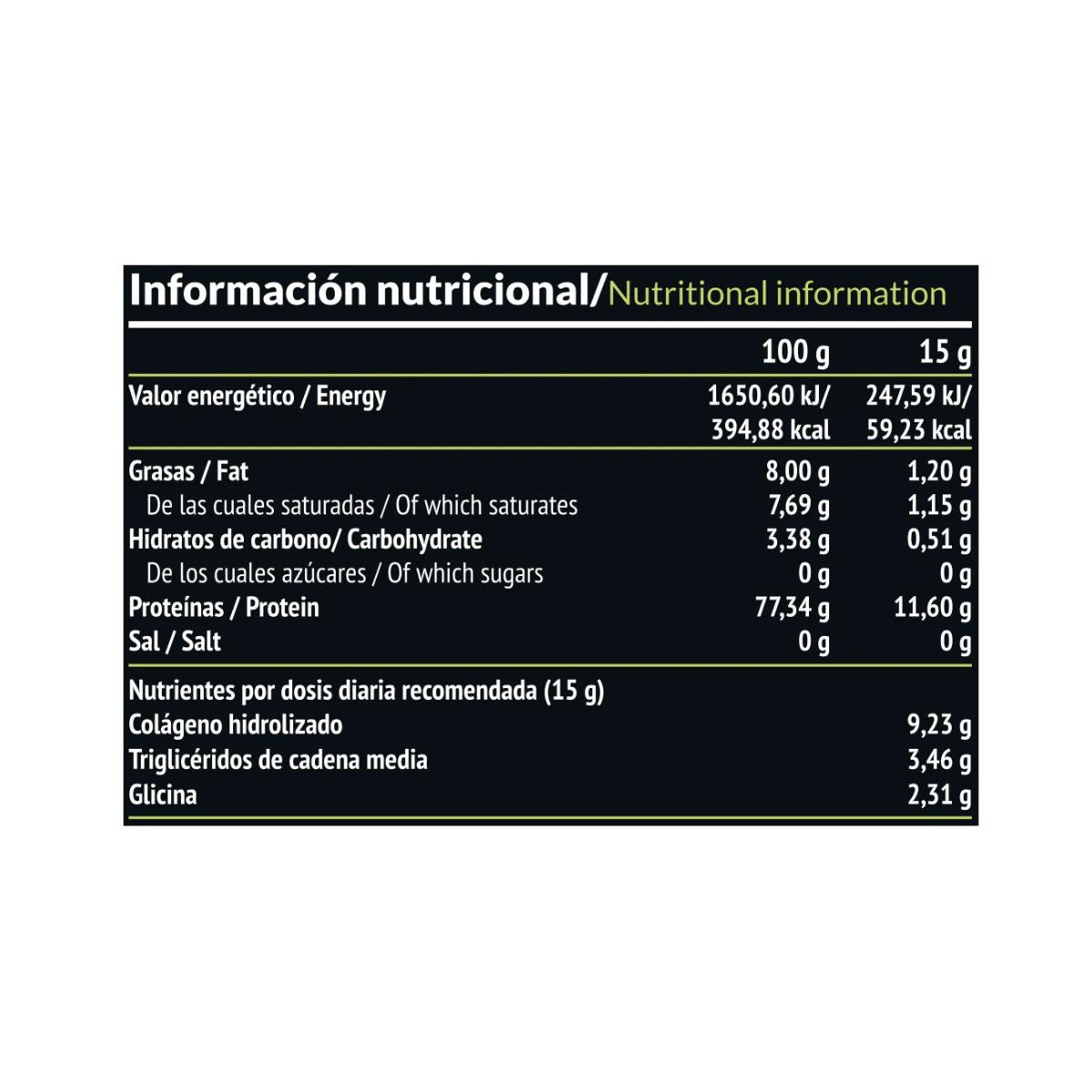 Elixir: Colágeno + Aceite TCM, 450 g Paleobull Elixir Vainilla 450 g