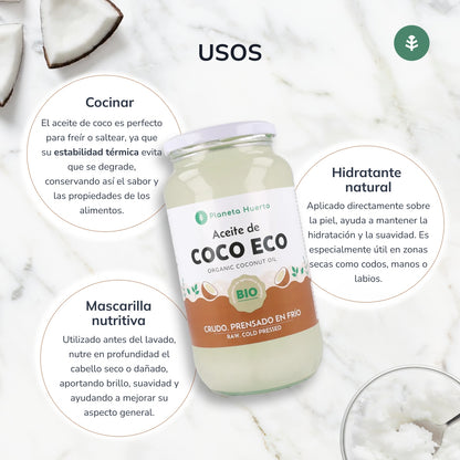 Pack 3x Aceite de coco ECO Planeta Huerto 860 ml