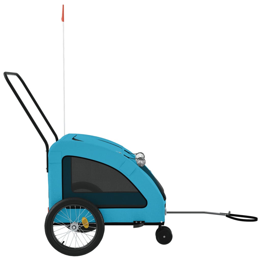 Remolque De Bicicleta Mascotas Hierro Tela Oxford Azul_5