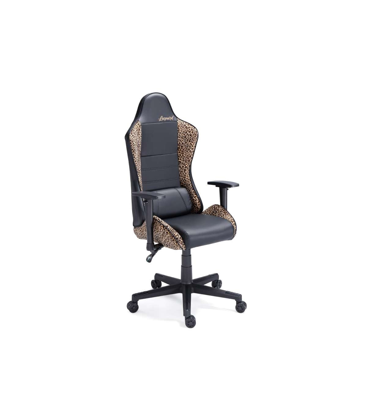 Sillón Gamer Giratorio Y Reclinable Jordan Tapizado En Símil Piel Negro/leopardo, 123-133 Cm(alto)70 Cm(ancho)70 Cm(largo)_0