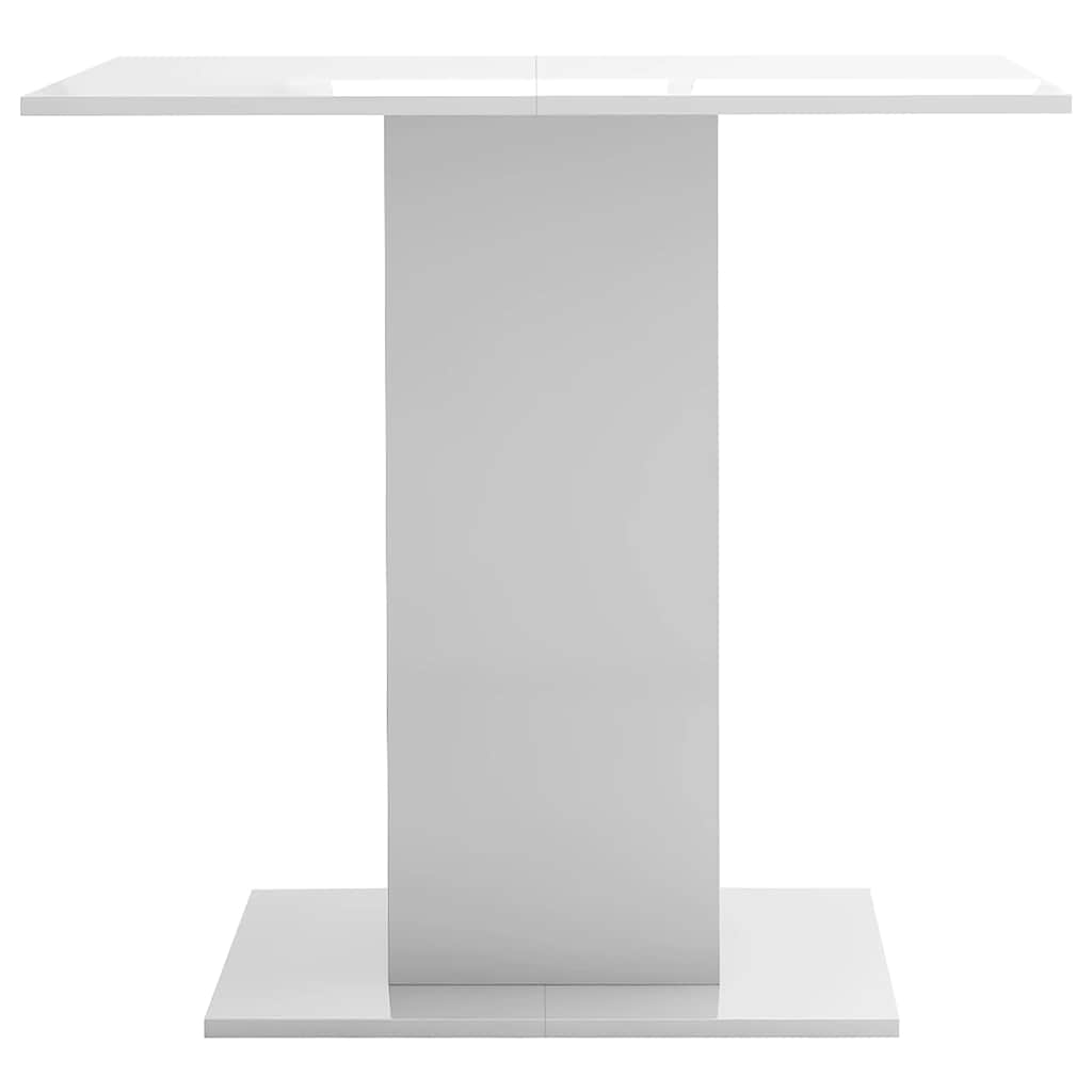 Mesa De Comedor Madera Contrachapada Blanco Brillo 80x80x75 Cm_2