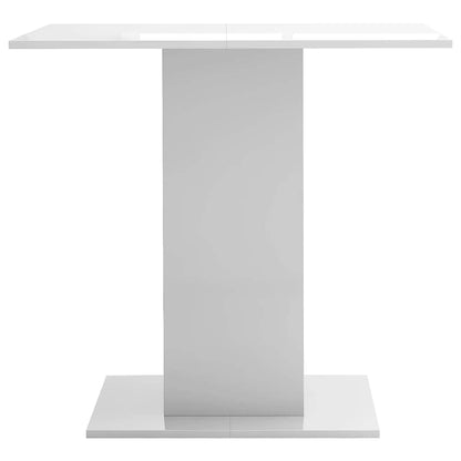 Mesa De Comedor Madera Contrachapada Blanco Brillo 80x80x75 Cm_2