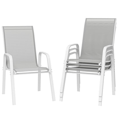 Outsunny Juego De 4 Sillas De Jardín Exterior 54x75,5x95 Cm Gris Claro_0