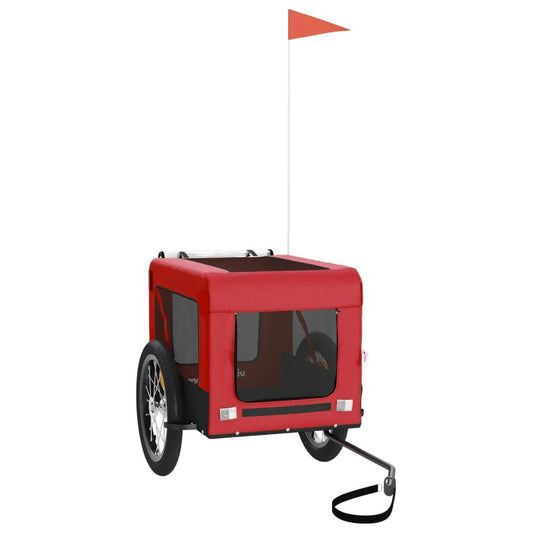 Vidaxl Remolque De Bicicleta Mascotas Hierro Tela Oxford Rojo Negro_0