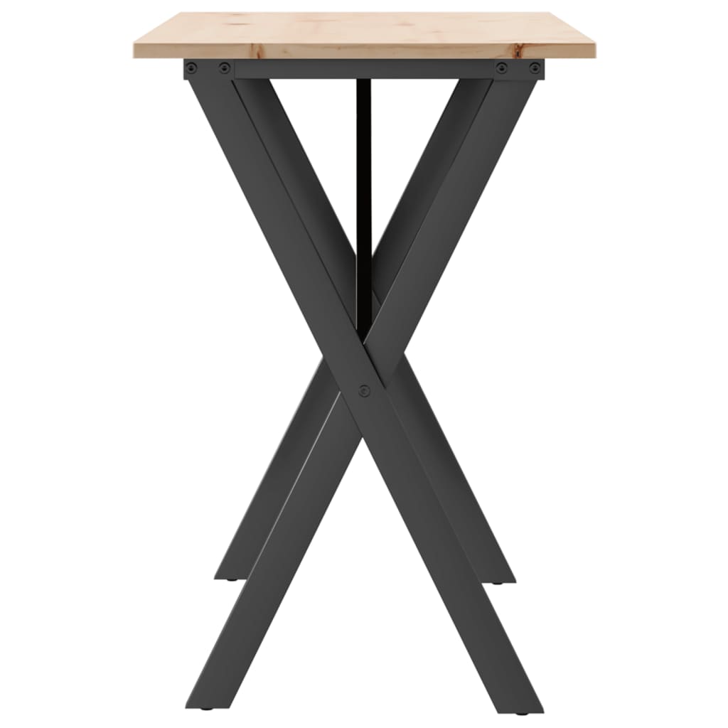 Mesa De Comedor Marco X Madera Maciza Pino Y Acero 100x50x75cm_3