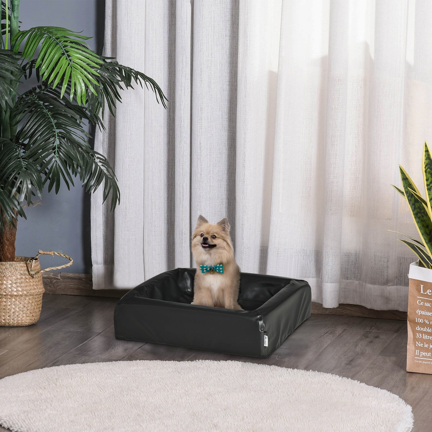 Pawhut Cama Para Perros Pequeños Lavable Con Cremallera 58x49x14,5 Cm Negro_1