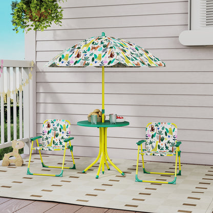 Aiyaplay Conjunto De Mesa Y Sillas Infantil De Jardín De 4 Piezas Verde_1