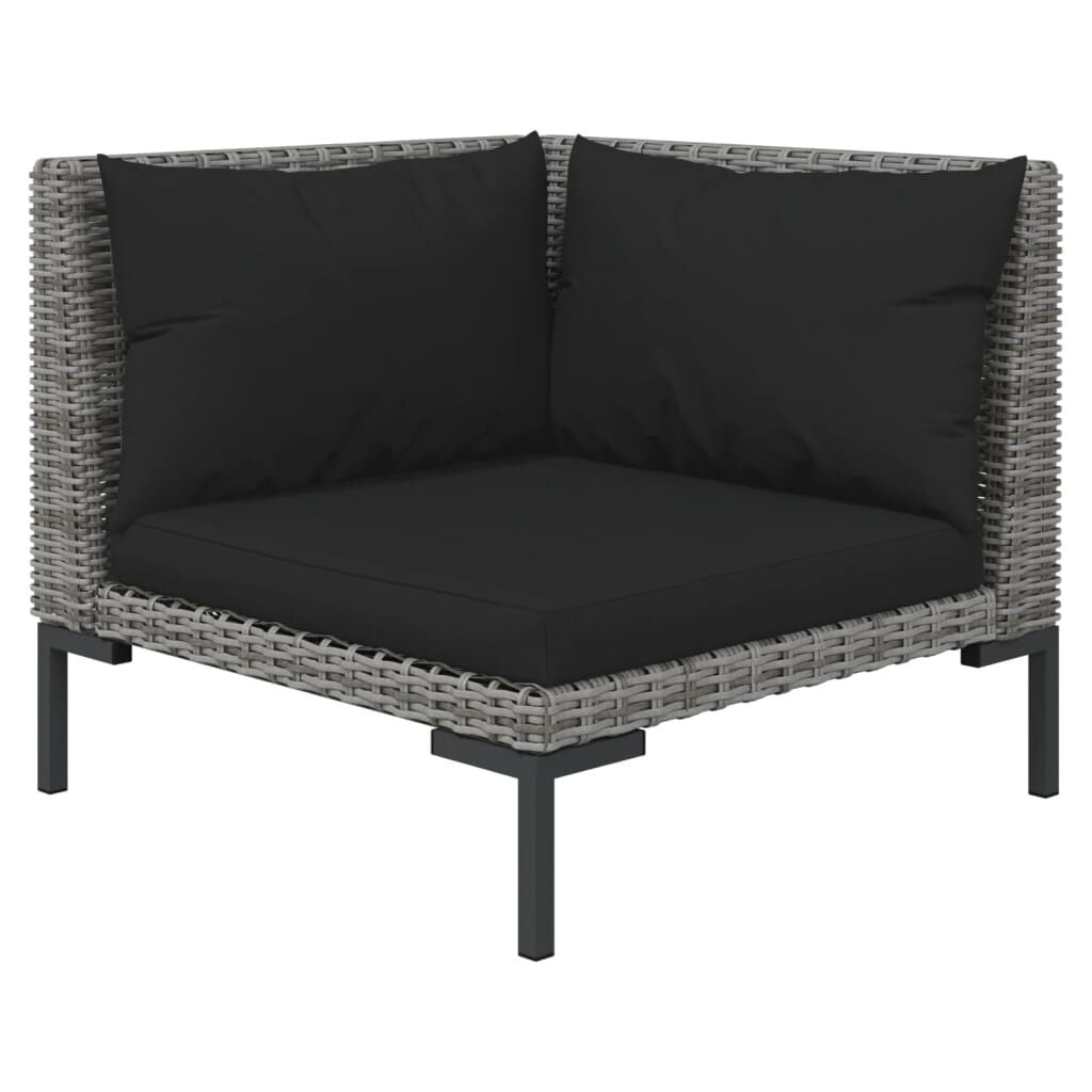 Vidaxl Muebles Jardín 3 Pzas Ratán Sintético Semicircular Gris Oscuro_4